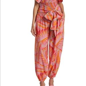 Farm Rio Bright Forest Smocked Waist Pants NWT